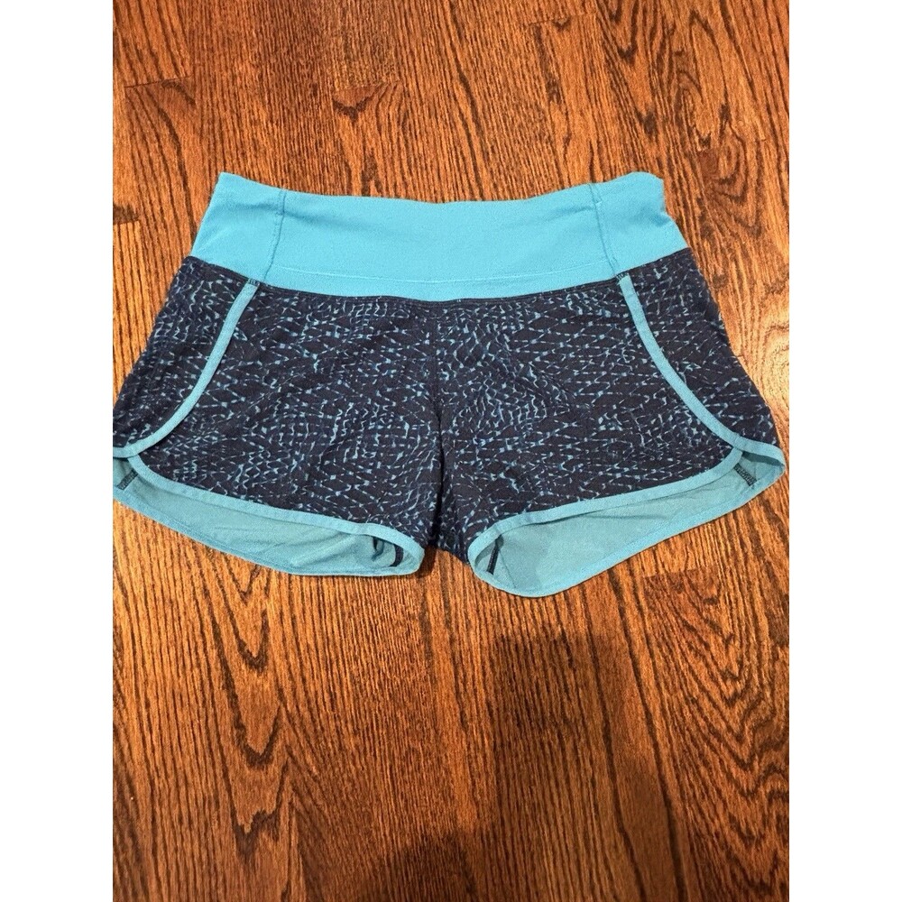 Lululemon Speed Shorts Size 4 Blue Abstract Print Running Athletic Lined Shorts